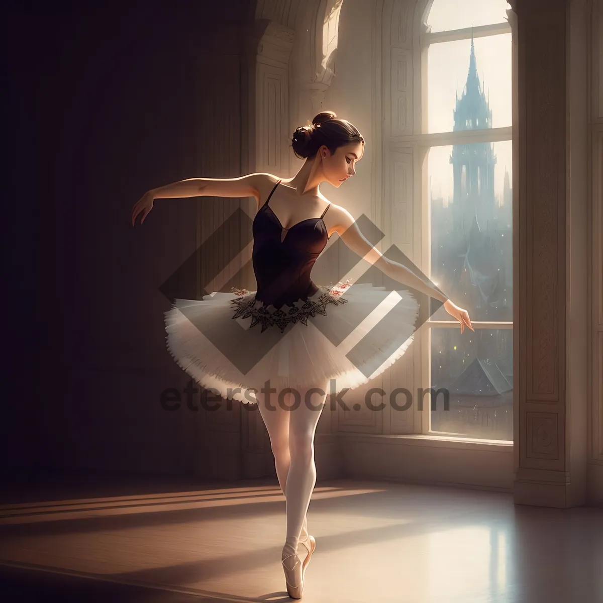 Picture of Seductive ballet dancer captivates in elegant pose.