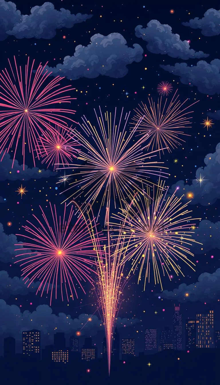 Picture of Vibrant Fireworks Display in the Night Sky