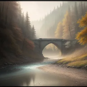 Serenity at Sunset: Viaduct Bridge Overlooking Summer Seascape