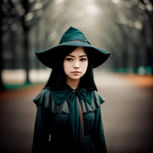 Smiling Graduate in Pretty Graduation Gown with Sorcerer's Cap