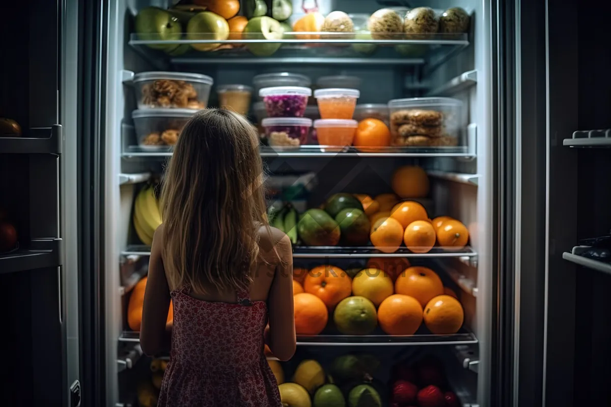 Picture of Fresh Fruits and Vegetables in Refrigerator