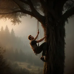 Majestic Pine Tree Swinging Under a Clear Sky