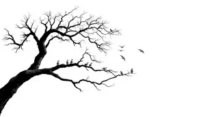 Silhouette of tree branches against Japanese sky