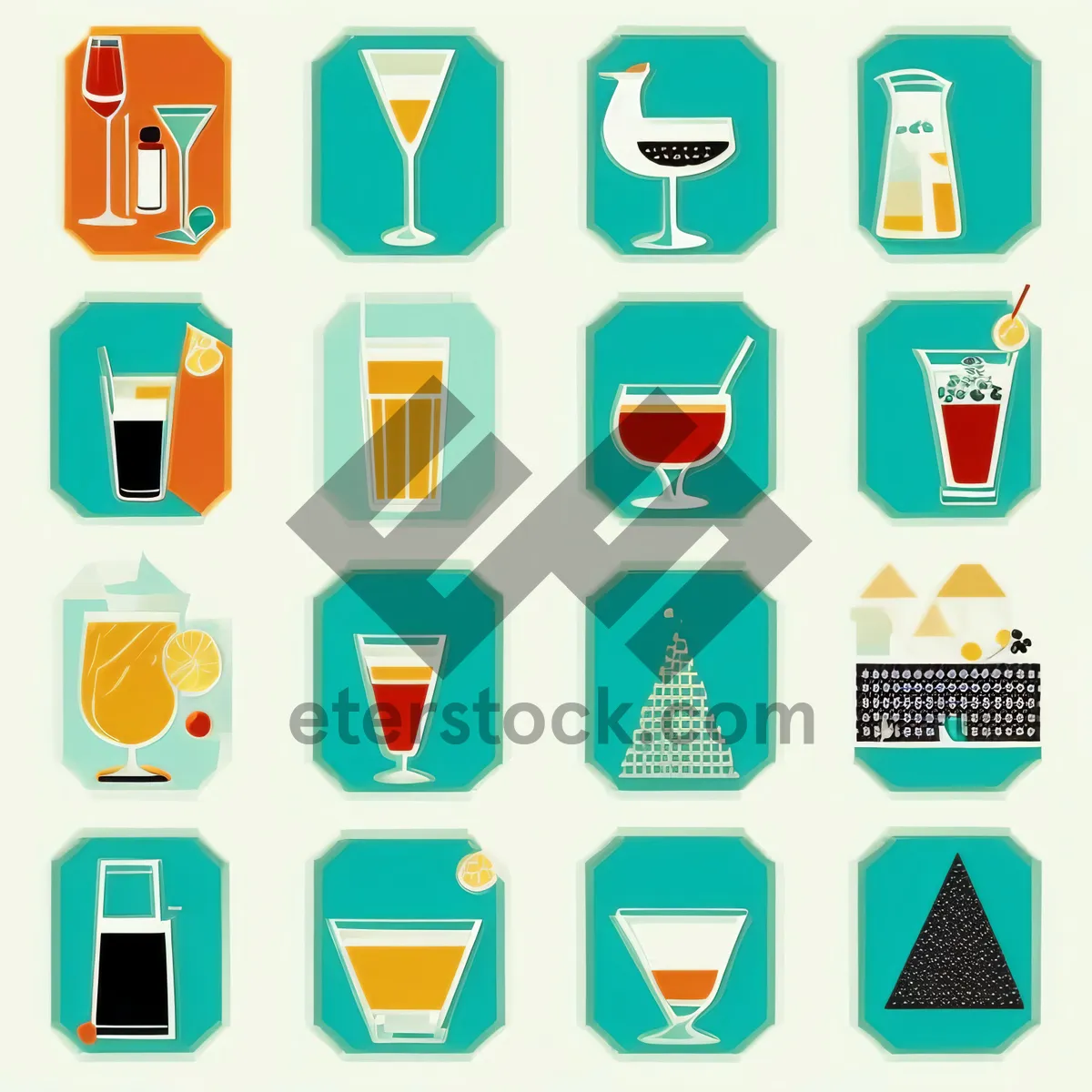 Picture of Glossy square icons set for website interface