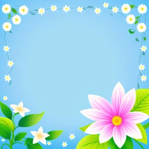 Floral Spring Frame with Pink Flowers