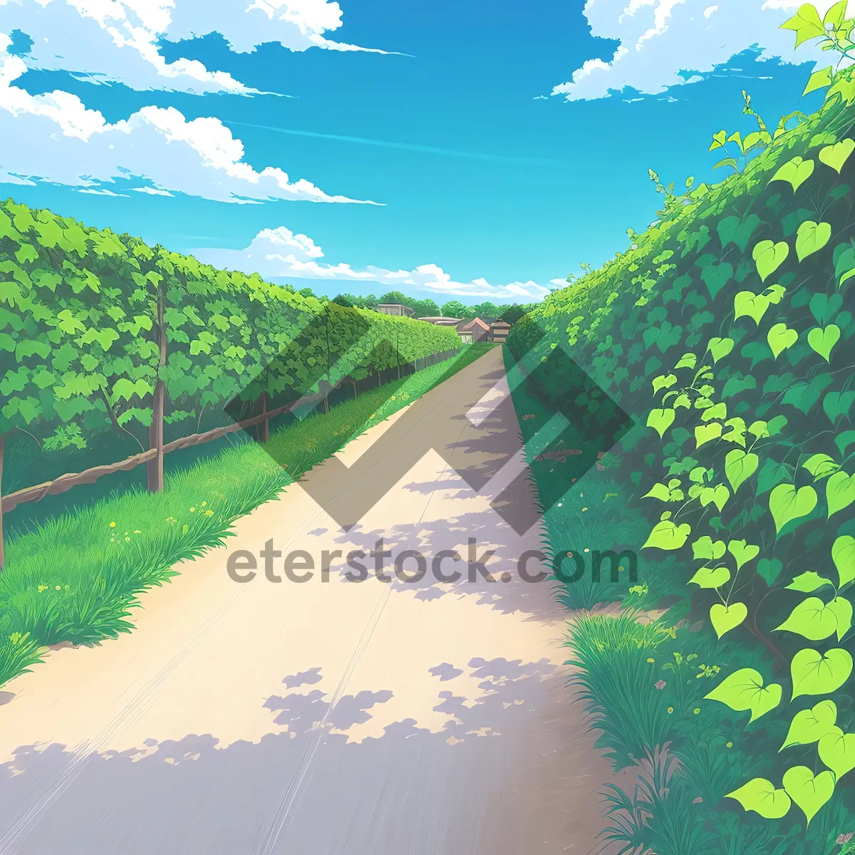 Picture of Idyllic Vineyard Landscape With Rolling Hills