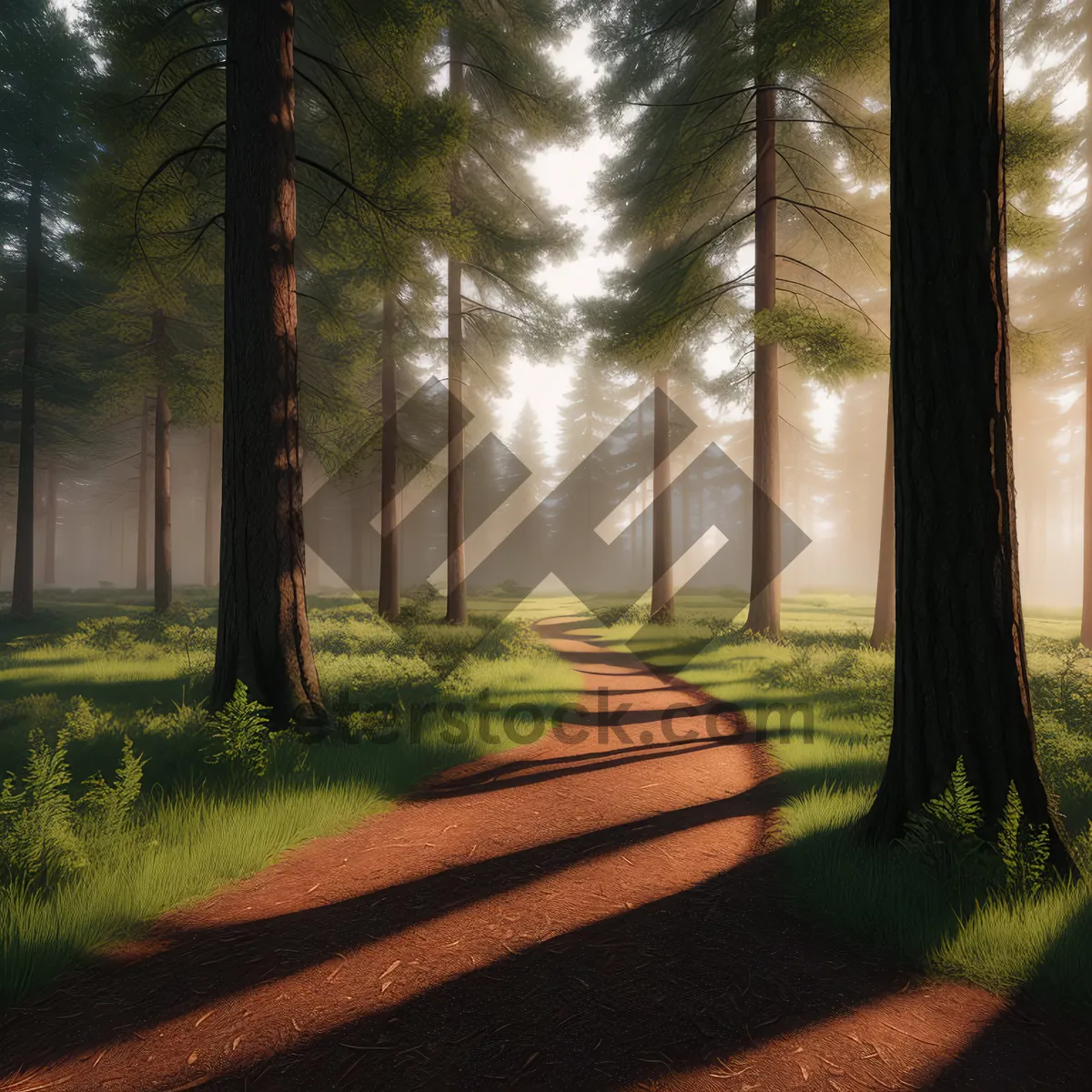 Picture of Serene Woods: Sunlit Path through Autumn Scenery