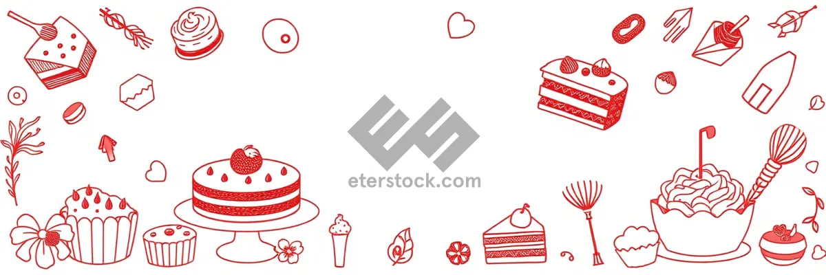 Picture of Love symbol design set with flowers element