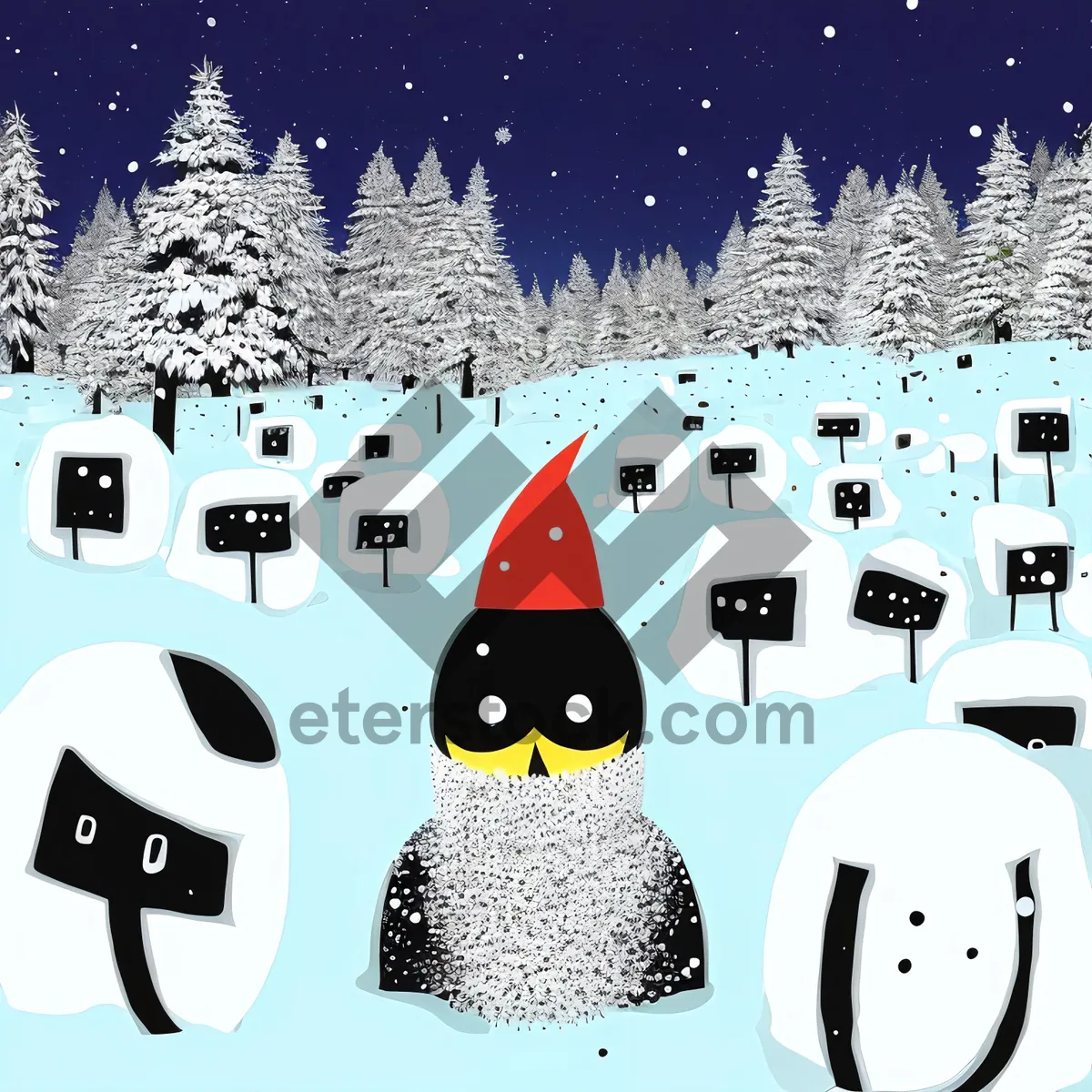 Picture of Snowman Set: Fun Cartoon Icons for Web Design