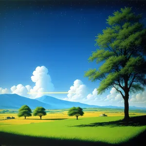 Sunny Golf Course on Colorful Meadow