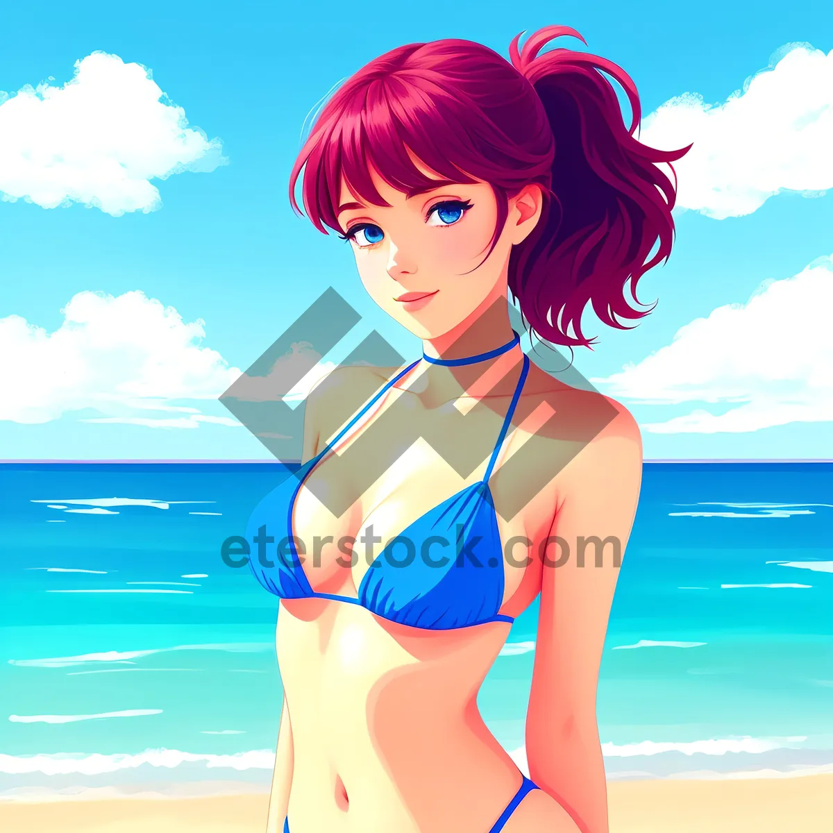 Picture of Smiling Lady in Stylish Bikini - Fashionable, Sexy, and Happy