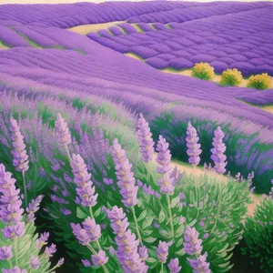 Serene Lavender Meadow: Vibrant Purple Blooms Engulfing the Landscape