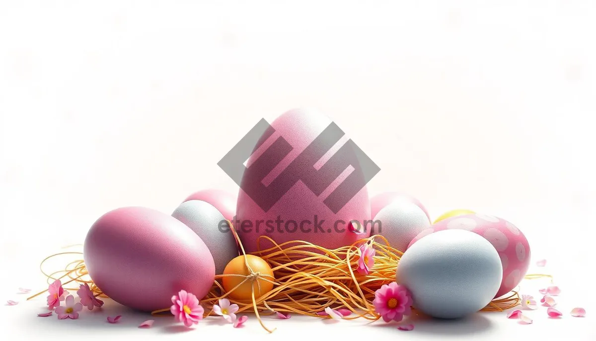 Picture of Easter egg decoration for celebration with hen and chicken