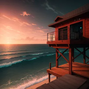 Serene Beach Sunset at Paradise Pier