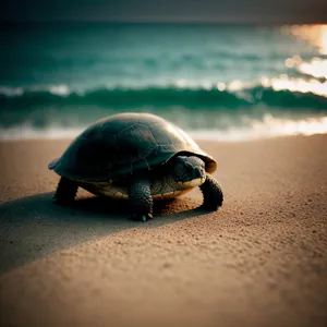 Beautiful Sea Turtle with Detailed Shell