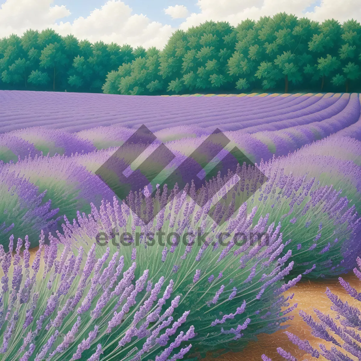 Picture of Lavender Art: Digital Pattern with Woody Plant