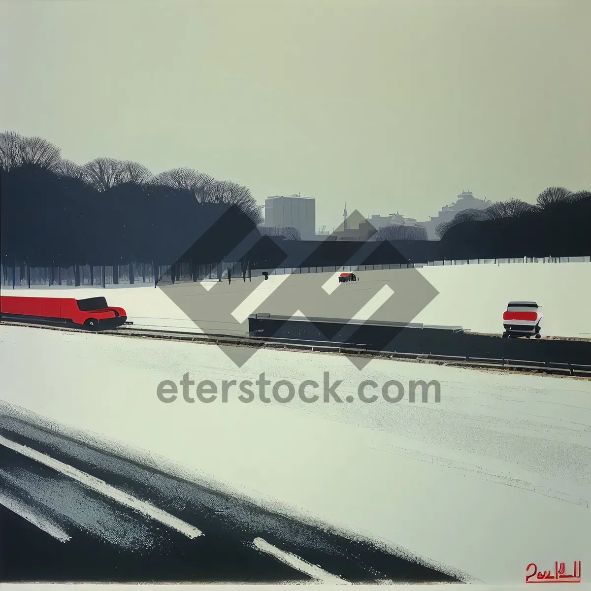 Picture of Scenic Expressway: Serene Sky and Water on Road"
or
"Traveling Landscape: Road alongside Shipping Lake