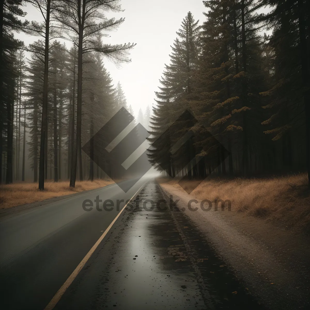 Picture of Serene Pathway Through Forested Countryside