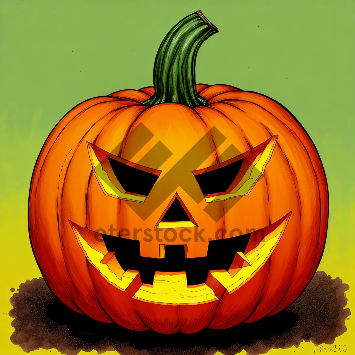 Picture of Spooky Harvest: Jack-o'-Lantern with Evil Face