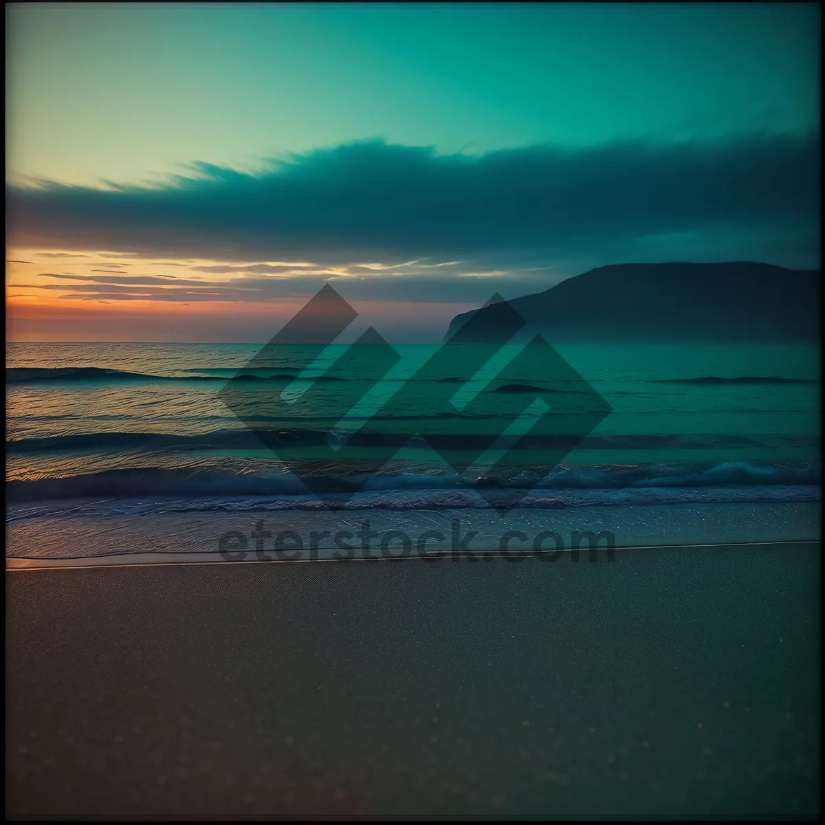 Picture of Serene Sunset Over Beach and Sea