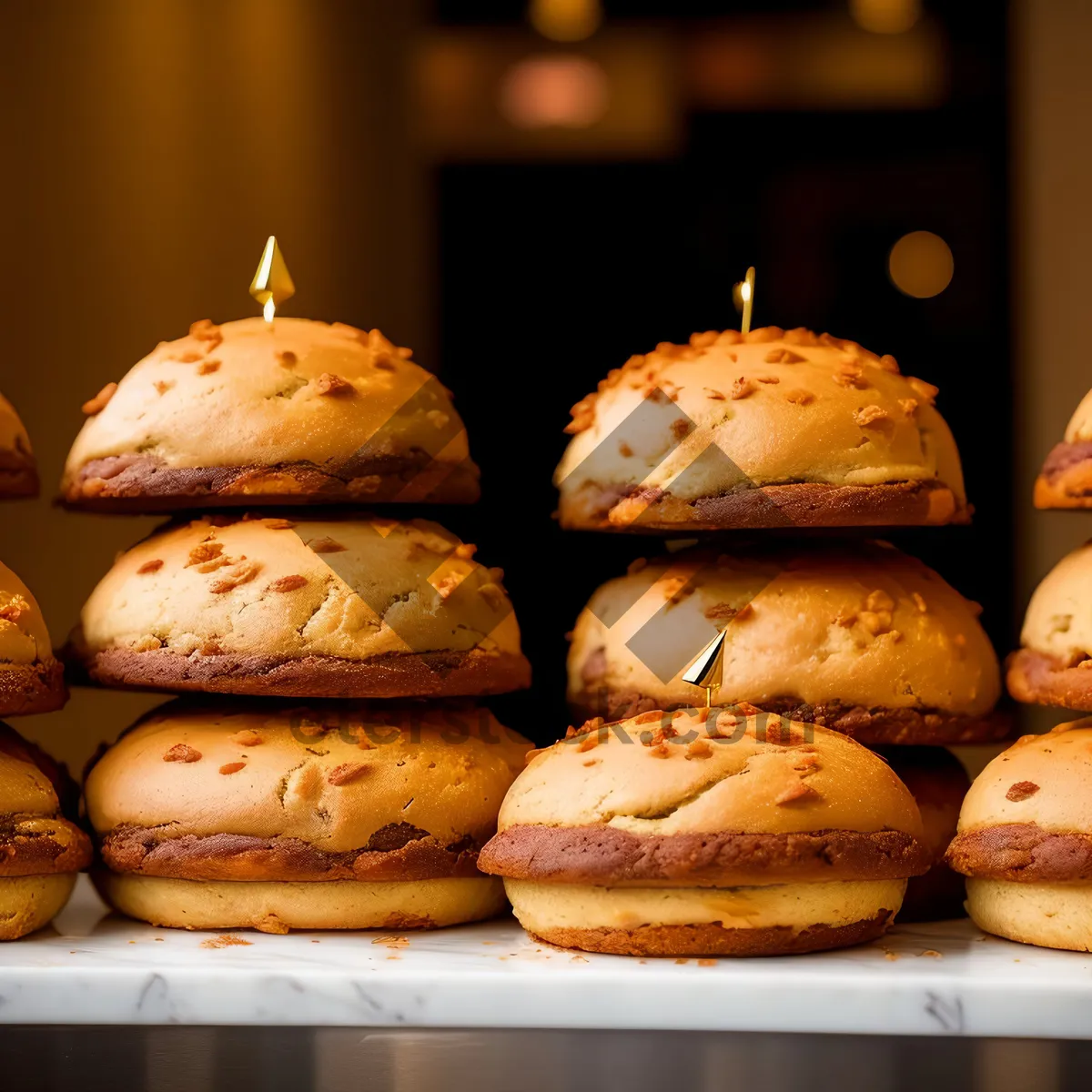 Picture of Delicious Cheeseburger with Lettuce and Sesame Bun