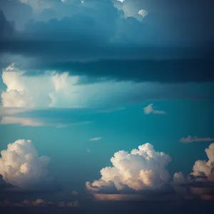 Vibrant Summer Sky with Fluffy Clouds