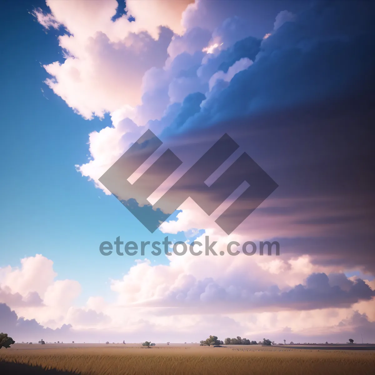 Picture of Scenic Cloudscape: Bright Summer Sky with Fluffy Cumulus Clouds