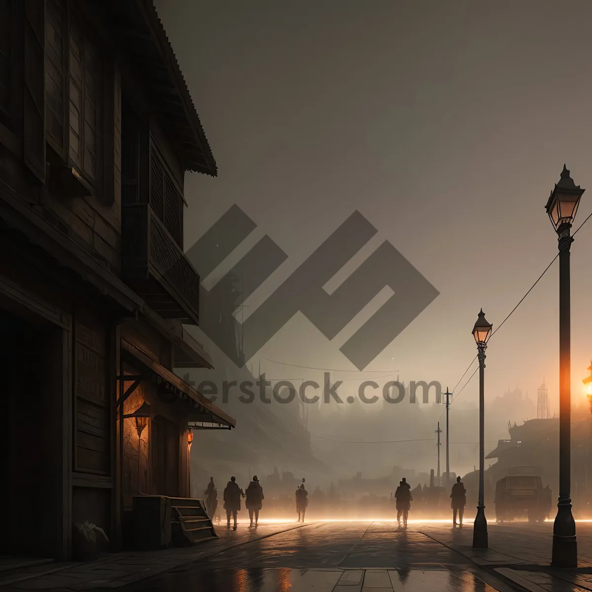 Picture of Iconic Cityscape Tower Under Glowing Sunset