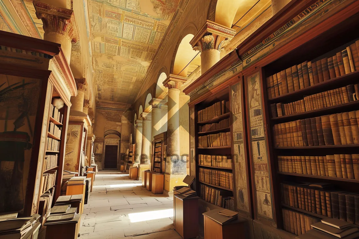 Picture of Urban church architecture with old library interior