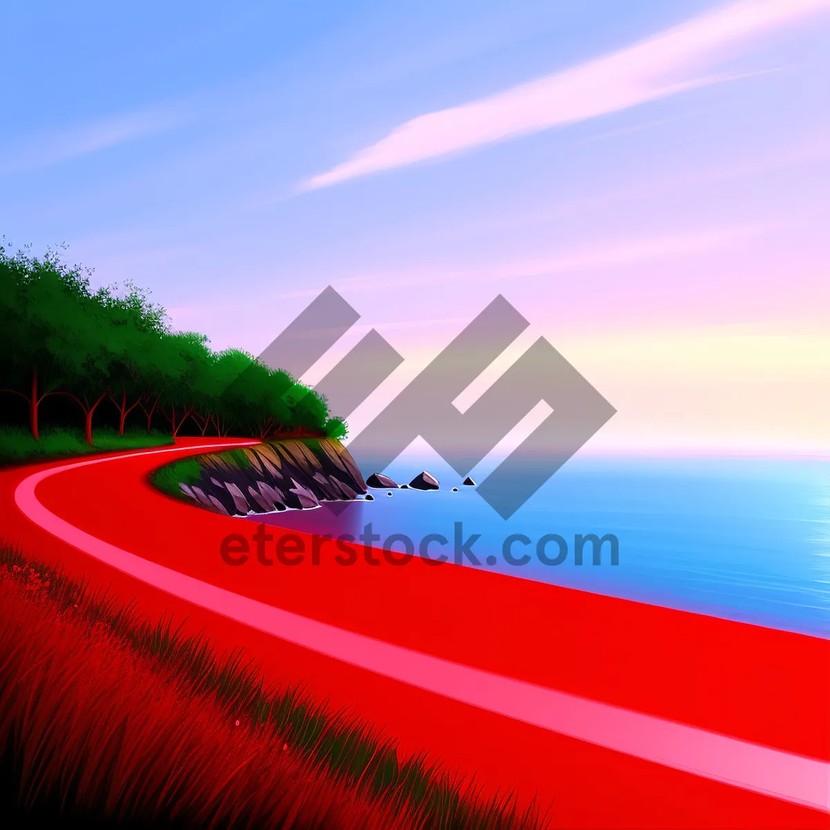 Picture of Serene Summer Sunset over Countryside Road