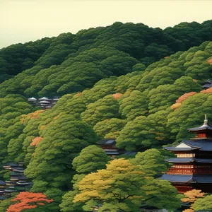 Scenic Mountain Landscape with Trees and Sky