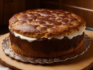 Delicious gourmet cake with cheese and meat