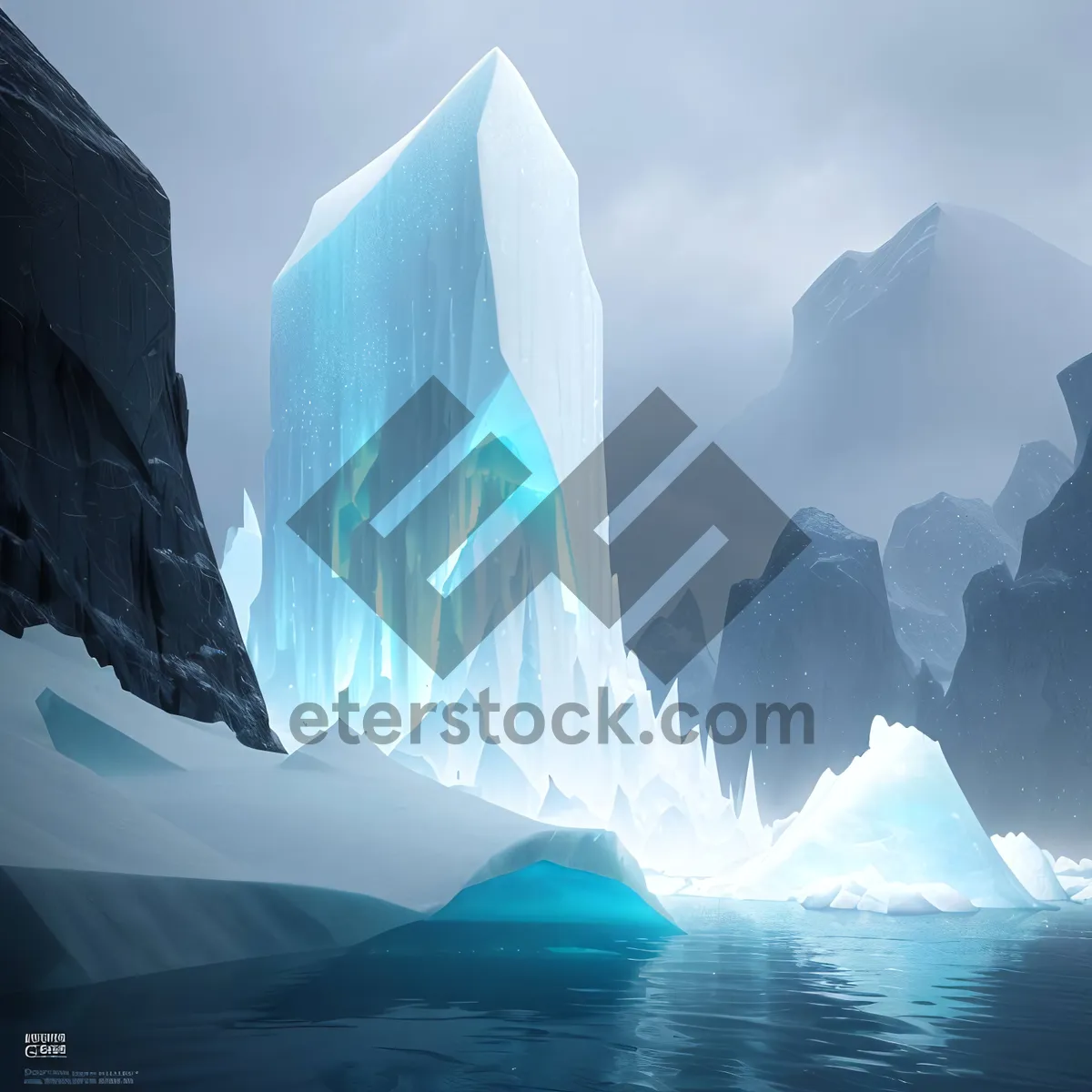 Picture of Majestic Arctic Glacier amidst Frozen Ocean