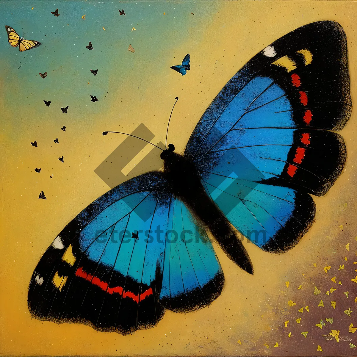 Picture of Colorful Butterfly Flying in Summer Garden