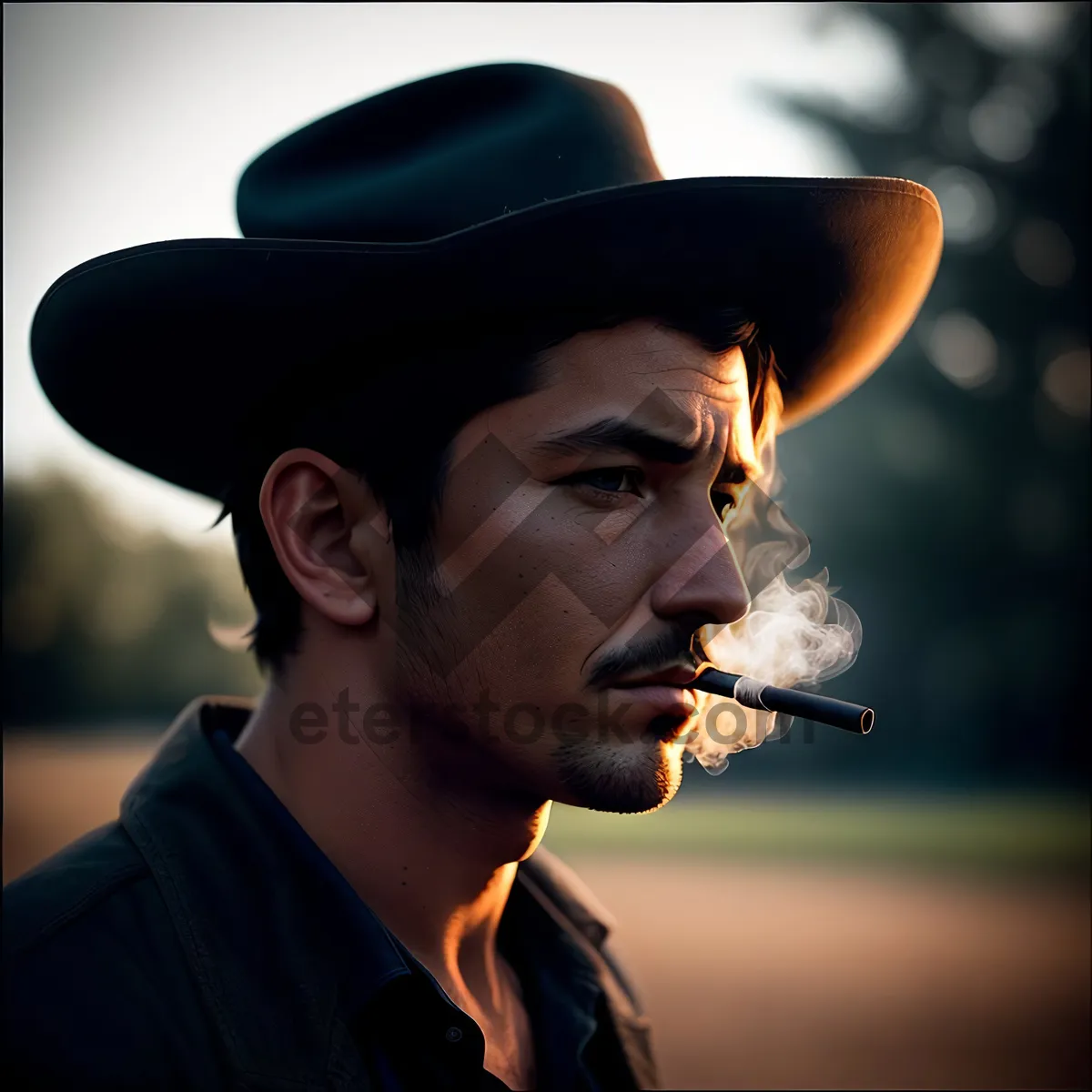 Picture of Stylish Cowboy Hat on Attractive Male Model