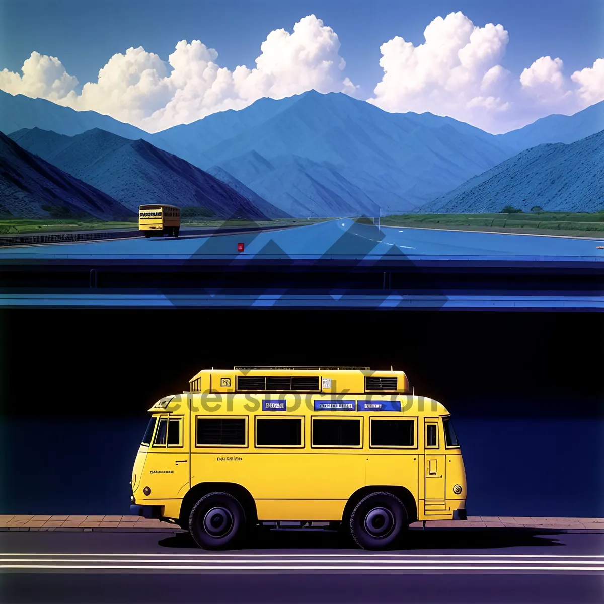 Picture of Fast school bus driving on a highway