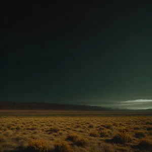 Vast Serene Plain under Sunset Sky