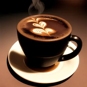 Hot Cappuccino on Saucer with Spoon