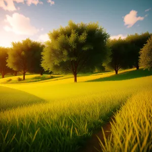 Golden Rapeseed Fields in the Rural Landscape