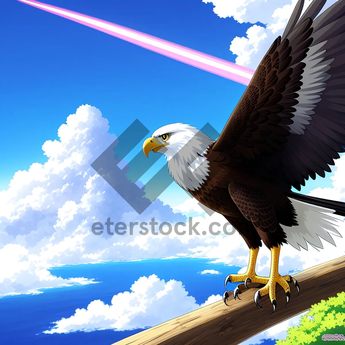 Picture of Majestic Bald Eagle Soaring Through the Sky.