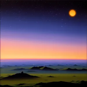 Starry Night Horizon: Celestial Glow in the Night Sky