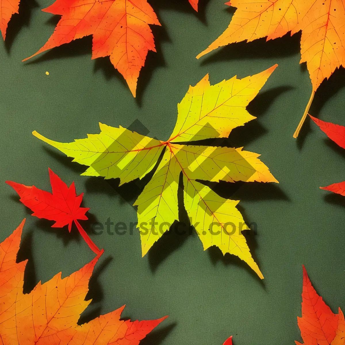 Picture of Vibrant Autumn Maple Leaves on Branch