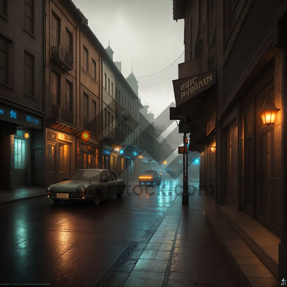 Picture of Nighttime Tramway in Urban Cityscape