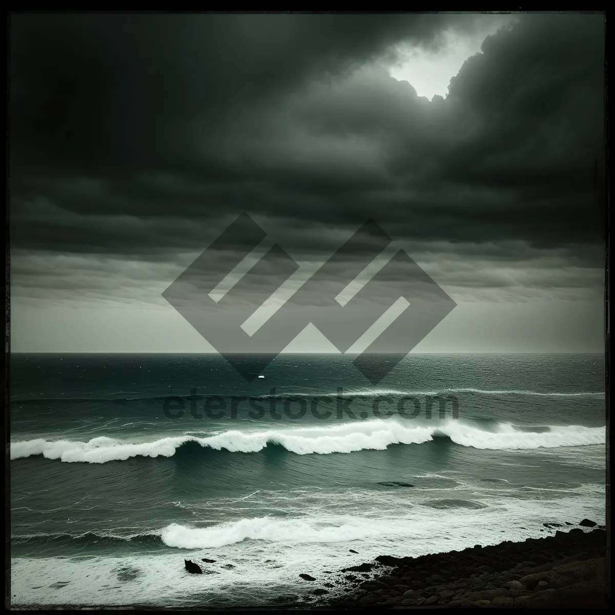 Picture of Serene Sunset over Beach and Waves