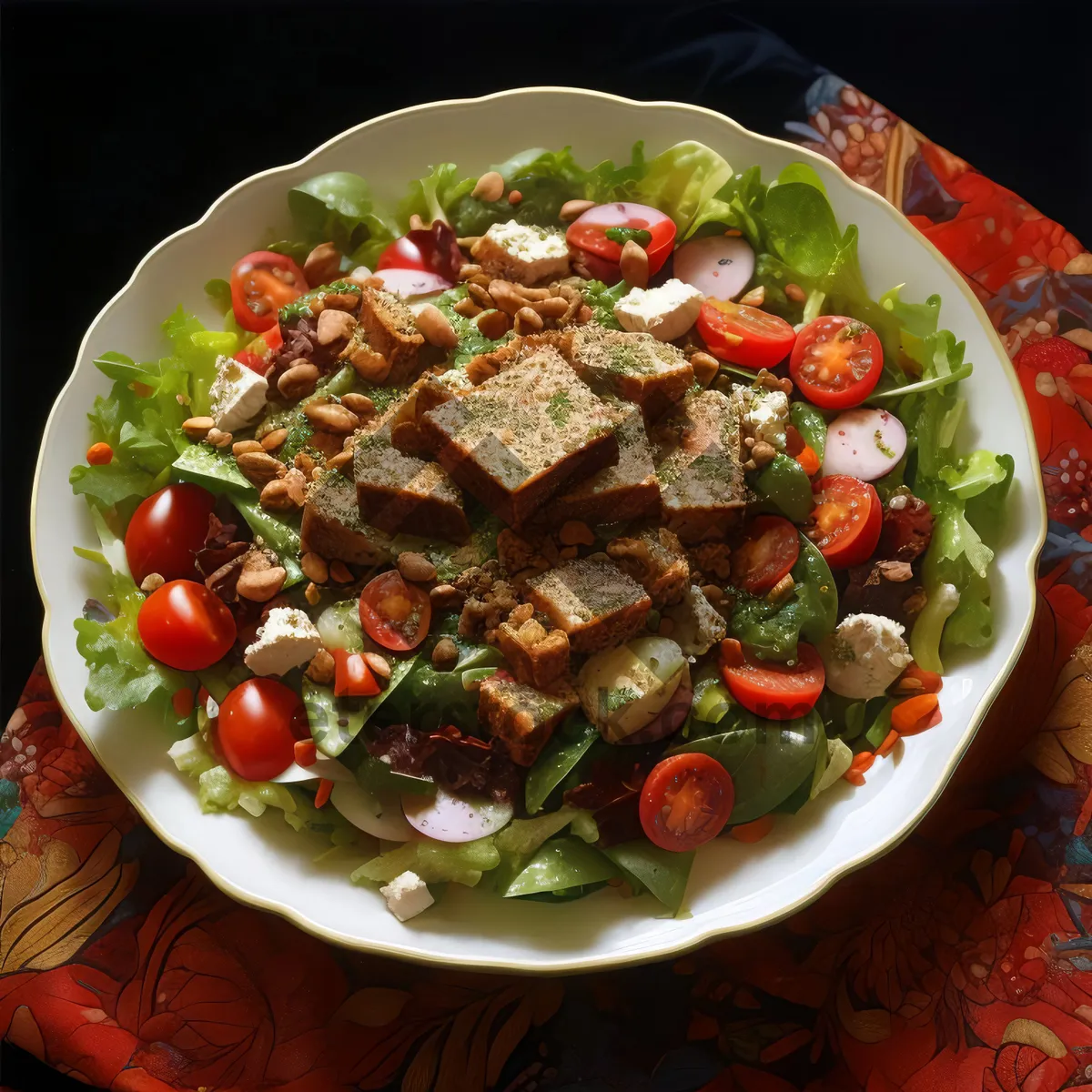 Picture of Fresh Vegetable Salad with Cheese and Tomato Slices