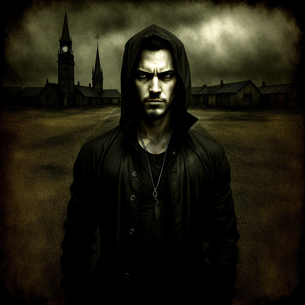 Picture of Dark-haired male model with captivating eyes wearing a mask