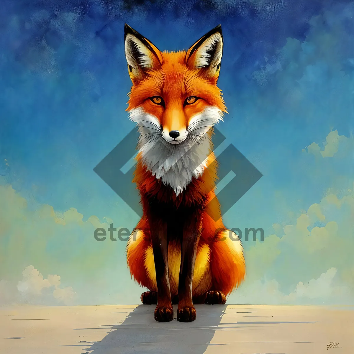 Picture of Curious Red Fox with Whiskers and Fiery Fur
