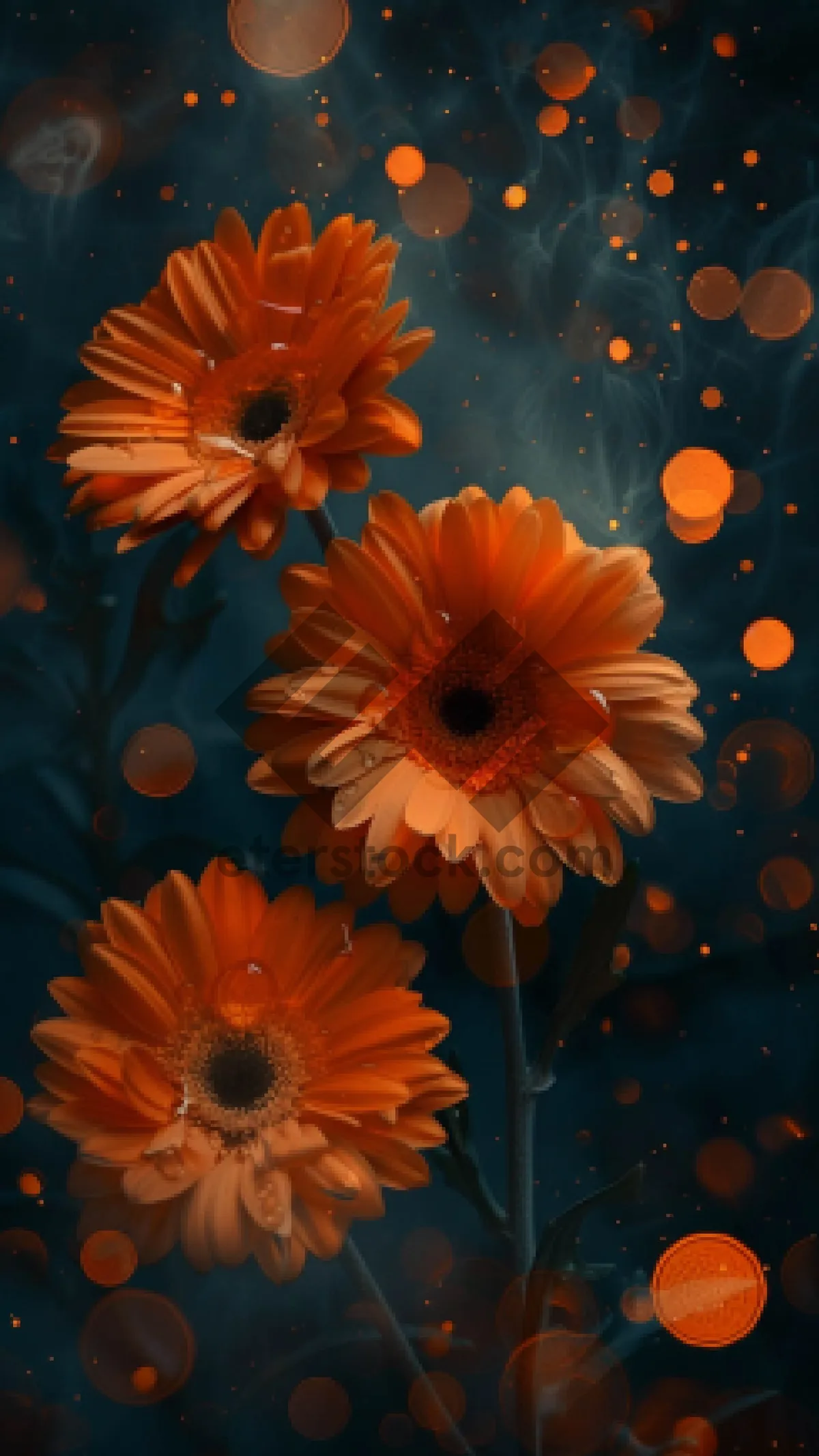 Picture of Vibrant orange sunflower closeup in summer garden