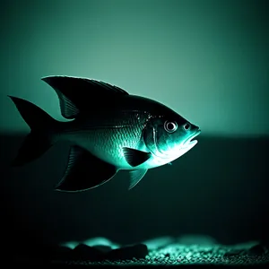 Swimming Swordfish in Tropical Aquarium