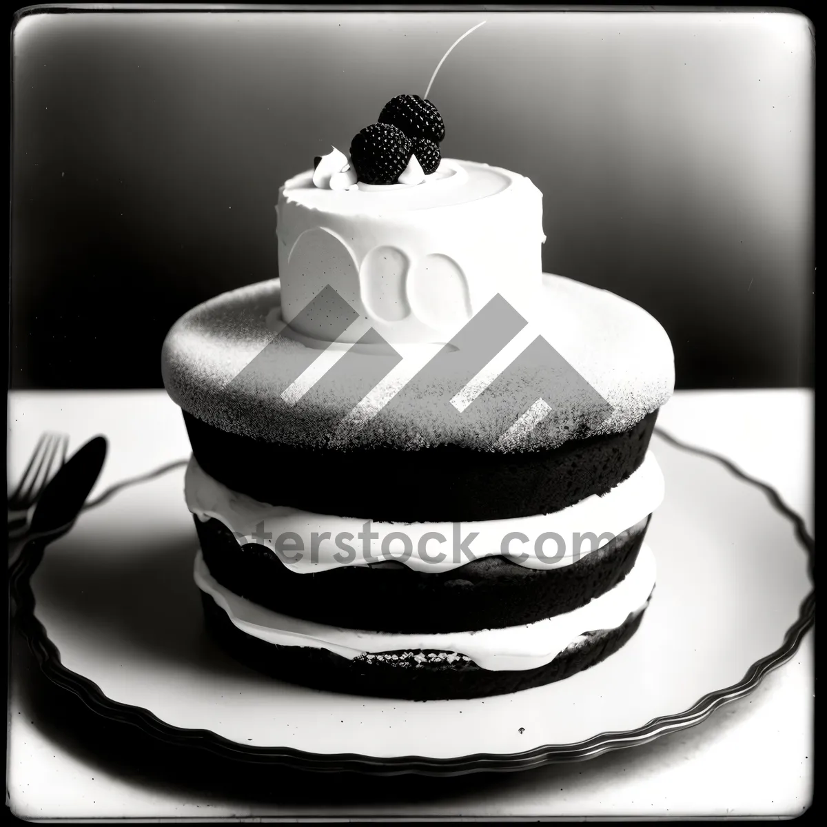 Picture of Delicious Chocolate Cake with Cream and Polka Dots